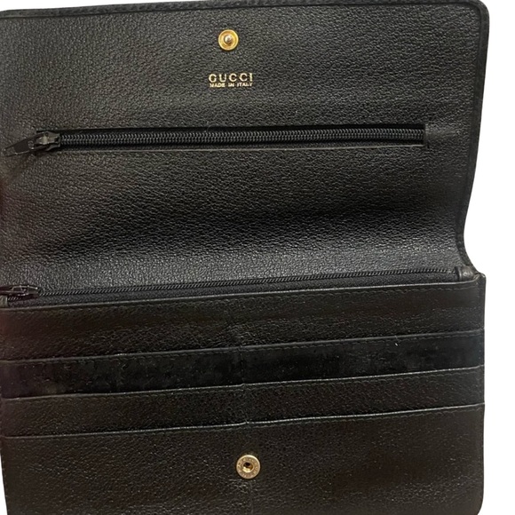 GUCCI Bamboo Suede and Leather Wallet - Picture 4 of 9